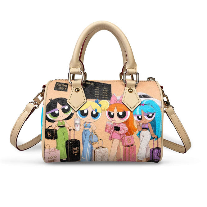 Klassy Girls Getaway Pillow Bags: Soft Green, Purple, Blue, Orange.