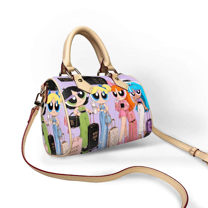 Klassy Girls Getaway Pillow Bags: Soft Green, Purple, Blue, Orange.