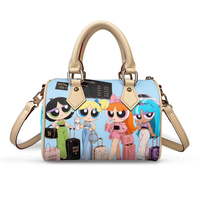 Klassy Girls Getaway Pillow Bags: Soft Green, Purple, Blue, Orange.