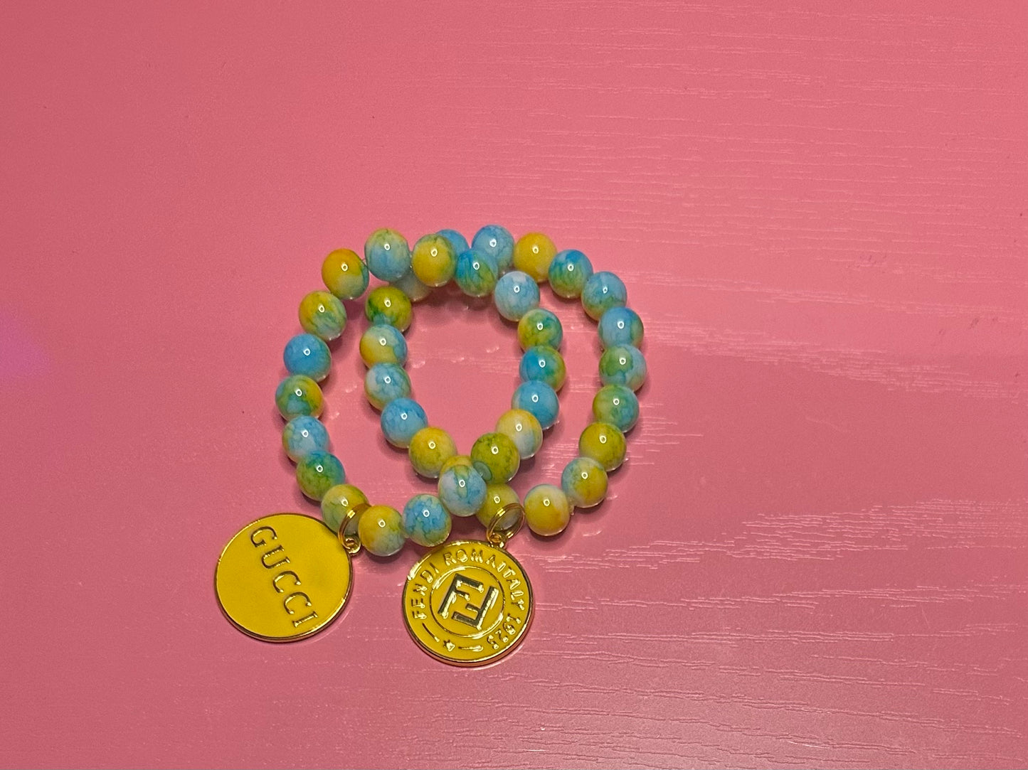 Lemon bliss Set:Beaded bracelet.