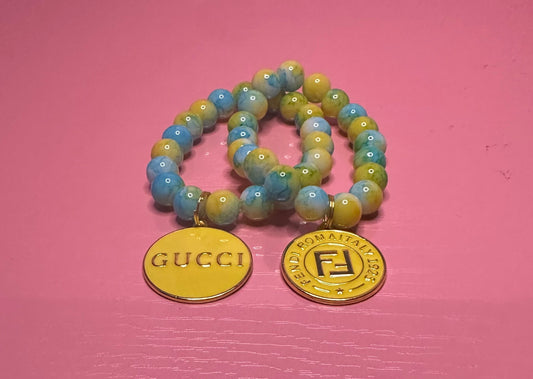 Lemon bliss Set:Beaded bracelet.