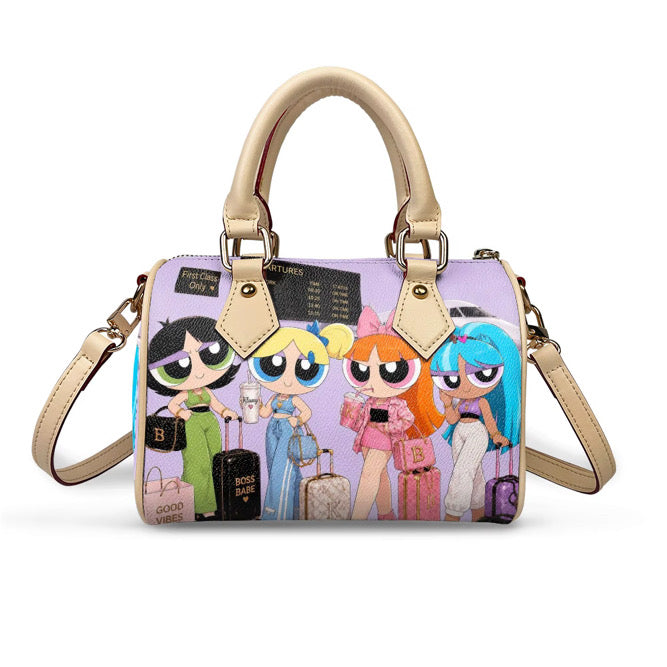 Klassy Girls Getaway Pillow Bags: Soft Green, Purple, Blue, Orange.