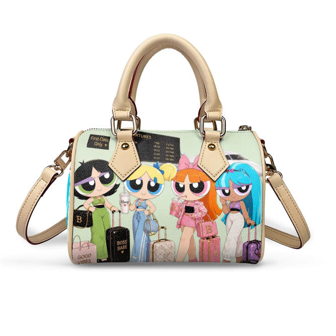 Klassy Girls Getaway Pillow Bags: Soft Green, Purple, Blue, Orange.